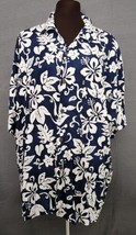 Pineapple Connection Hawaiian Shirt Blue White Short Sleeve Sz XL Mens T... - £15.68 GBP
