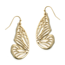Butterfly Wings Dangle Drop Earrings Gold - $12.29