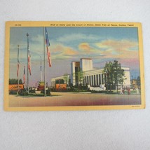Linen Postcard Dallas Texas State Fair Hall of State Court of Honor Vintage 1954 - £7.81 GBP