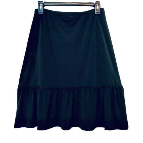 Notations Womens Size S Black Ruffle Bottom Classic A Line Pull On Skirt - $14.95