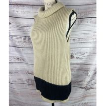 Jessica Holbrook Sleeveless Turtleneck Sweater Top Women M Colorblock Silk Blend - £18.26 GBP