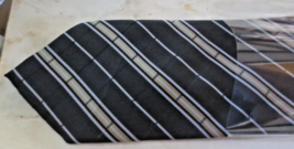 Hermes Paris Men&#39;s 100% Silk Ties diagonal stripes Gray Black Yellow - $100.00