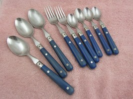 9 Piece Ginkgo Le Prix Blue Stainless Steel Flatware Silverware Vintage - £13.59 GBP