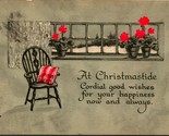 Chair Window Flowers Good Wishes at Christmastide Gibson Lines 1920 DB P... - $6.88