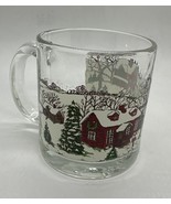 1 Libbey Winter Village Sleigh Ride Christmas Clear Glass Coffee Mug - €7,41 EUR