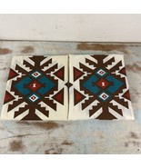 Vtg Burlington House 2 Standard Pillowcases Southwestern Teal Orange Bro... - $24.57 CAD