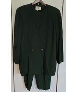3 Piece Womens Plus 2/3 Tamotsu NY Deep Green Jacket Shirt Pants Suit Pa... - $28.71