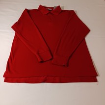 FIT AMERICA Golf Polo Shirt Men&#39;s Red Long Sleeve Size Medium - $216.69 MXN