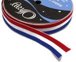 Offray Ribbon Patriotic USA Red White Blue Tristripe 5/8&quot; Wide Trim BTY ... - $1.19