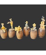 6 Miniature Celluloid Ragtime Mini Band Wood Beer Barrels Japan Musician... - $24.10