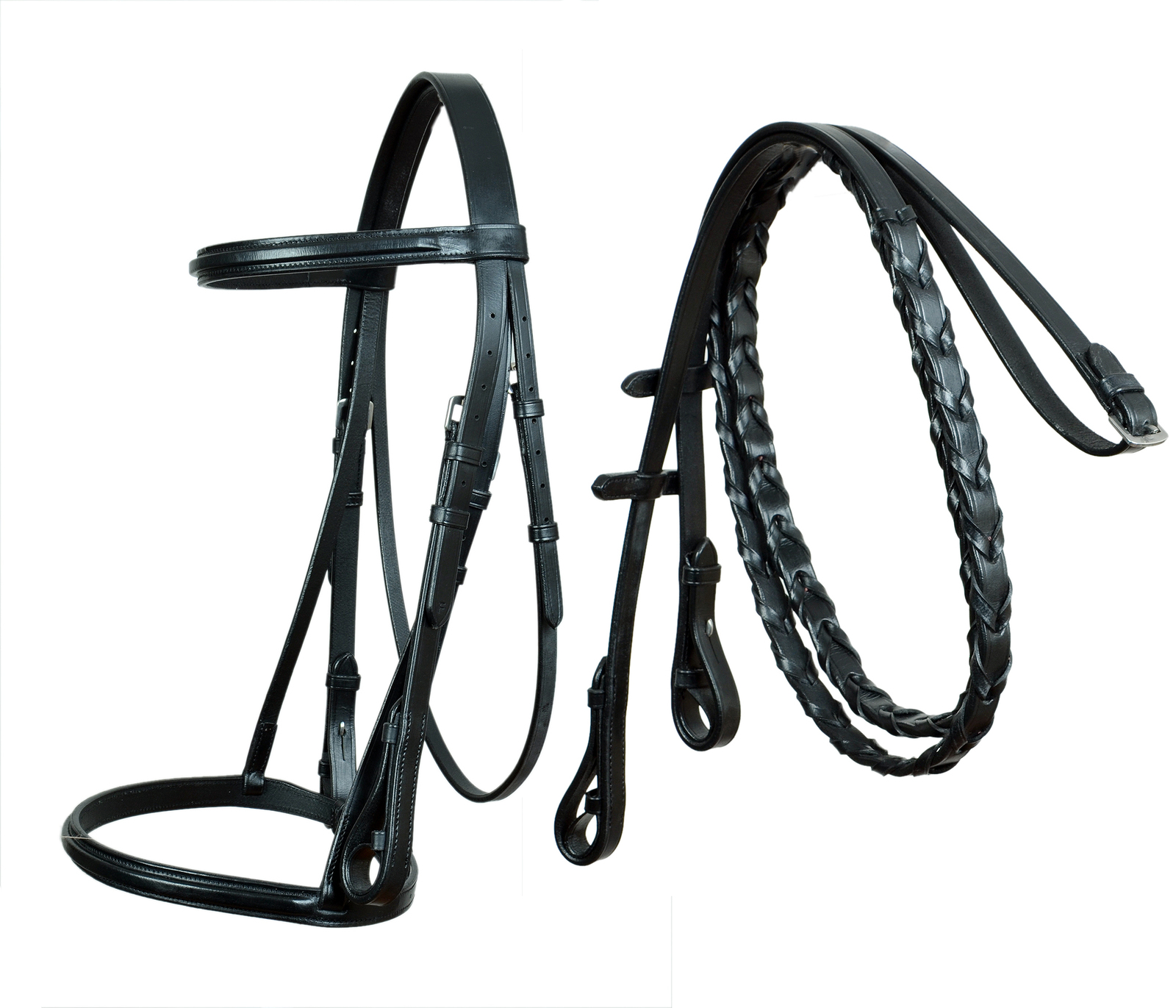 Horse English All-Purpose Trail Leather Bridle Laced Reins 803HI10BK-F - $59.39