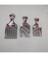Vintage Revlon Hair Lift Pick Comb Pink Marble Plastic Lot Of 3. 5- 7 In... - $11.87