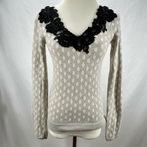 Vintage Anthropologie Karen Nicol Applique Lace Viscose Cashmere Dot Sweater - £21.31 GBP