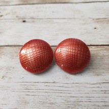 Vintage Clip On Earrings Unusual Scale Like Orangey Red Circle - £11.08 GBP