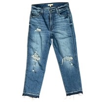 Splendid Girlfriend Jeans Light Blue Distressed Wash Dark Raw Hem Boho S... - $27.32