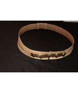 Judith Leiber Tan Snakeskin Slim Carnelian Tigers Eye Gemstone Belt 26 I... - $157.00