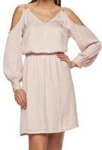 Womens Dress Cold Shoulder Shift JLO Jennifer Lopez Long Sleeve Pink $70... - £27.26 GBP