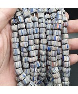 Lot 2 vintage old african glass  stripes beads 8-10mm beads strandGift - $63.13 CAD