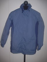 COLUMBIA LADIES BLUE NYLON (NON-SLIPPERY) JACKET-M-HOOD-GENTLY WORN-CLEA... - $16.83