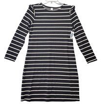 Old Navy Women Dress Size XS Black Stretch Preppy White Stripe Ruffle 3/4 Sleeve - £15.10 GBP