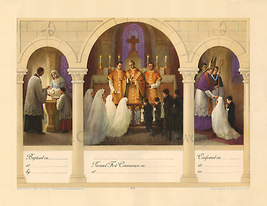 3 Sacraments Certificate – Baptism, First Communion, Confirmation – 2 sizes – Ba - £11.86 GBP+