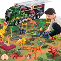 39 In 1 Dinosaur Toy Truck For Kids 3-7 With Play Mat, Dino Transport Carrier Ve - £40.17 GBP