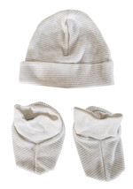Bambini One Size Boy Baby Cap and Bootie Set 100% Cotton Grey - $10.94