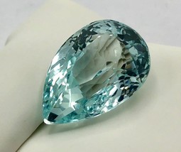 Amazingly Clear Natural Aquamarine Teardrop Faceted Stone, 26.36 Carat. - £1,185.63 GBP