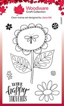 Woodware Clear stamps 4&quot;X6&quot;-Singles Petal Doodles Happy Thoughts JGS857 - £13.02 GBP
