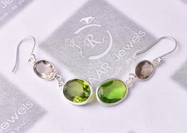 925 Plata de Ley Peridoto Gema Hecho a Mano Pendientes Regalo San Valentín Es - £44.45 GBP