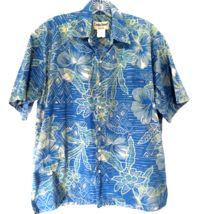 Vtg Cooke Street Hawaiian Shirt Mens Medium Button Down Floral Print Blu... - $14.80