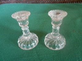 Cute Little Pair Of Glass Candle HOLDERS..2&quot;.....FREE Postage Usa - £8.37 GBP