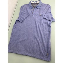 Ted Baker Men Polo Shirt Blue 100% Cotton Short Sleeve Size 4 Large L - £15.74 GBP