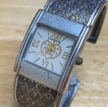 Chico&#39;s Lady Silver Square Ornate Cuff Bangle Analog Quartz Watch~New Battery - £16.80 GBP