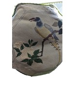 Vintage needlepointb Bird Pillow Hexagon 17 X 16&quot;  MCM Green Cord Back Z... - €86,59 EUR