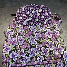Vera Bradley Plum Petals Floral Purple Flower Quilted Backpack Book Bag Pockets - £25.10 GBP