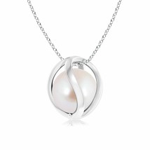 ANGARA Japanese Akoya Pearl Cage Pendant Necklace in 14K Gold (Grade-AAA Size-8) - £319.01 GBP