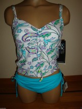 New Coco Reef 2 Pc Swimsuit 32C Uw Tankini Top White PAISLEY/TURQUOISE Bottom S - £44.39 GBP