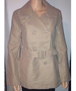 Belted Double Breasted Khaki LIGHT fall/spring Coat Size junior Medium - $12.74