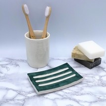 CLAY SOAP DISH with drain, rectangular soap dish for shower, self draining tray - £34.47 GBP
