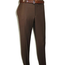Men's MONO Turkey Slacks 100% Wool Plain Front Slim Fit 2502-12 Coco Brown image 4