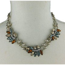 Vintage NWT AVON Designer Necklace Signed Tag Rhinestones Earth Tone Colors 16&quot;L - £11.93 GBP