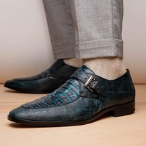 Toluca genuine crocodile and lizard dress monk strap Rustic Blue image 7