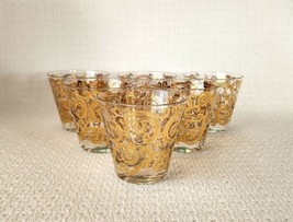 CULVER Signed Gold Scroll Old Fashioned Glasses Tumblers ~ Set of 6 - £58.65 GBP