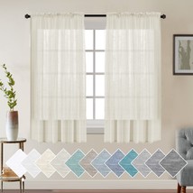 Ivory Linen Sheer Curtains Natural Linen Semi Sheer Curtains, 2 Panels, Ivory - $36.99