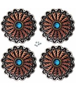 1-1/4&quot; Set of 4 Floral Engraved Decorative Tack Belt Bag Jewelry Conchos... - $24.74