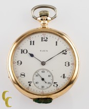 Elgin Open Face 14K Yellow Gold Antique Pocket Watch Gr 315 12S 15 Jewel - £757.36 GBP