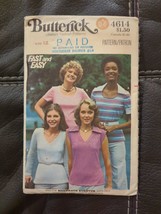 4614 Butterick Vintage 70&#39;s T-Shirt Top Sewing Pattern Size 12 Cut/Complete - £7.43 GBP