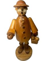 Hand-Carved German Wooden Incense Smoker Figurine Pipe &amp; Basket Räucherm... - $49.47