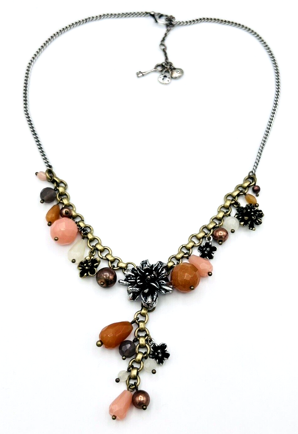 Fossil Faceted Orange Stone Beaded Y Drop Necklace - $19.80